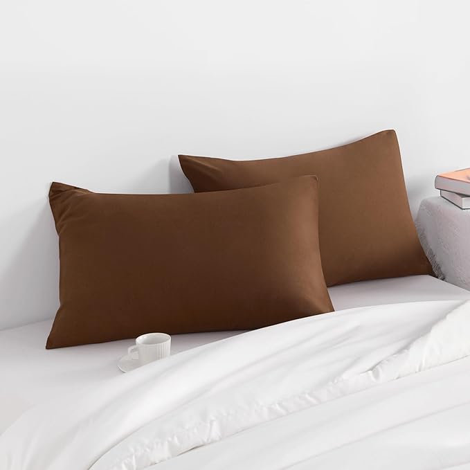 NTBAY King Pillow Cases Set of 2, 2 Pack Brushed Microfiber 20x36 Pillow Cases, Soft, Wrinkle, Fade, Stain Resistant Brown Pillow Cases with Envelope Closure, 20x36 Inches, Brown