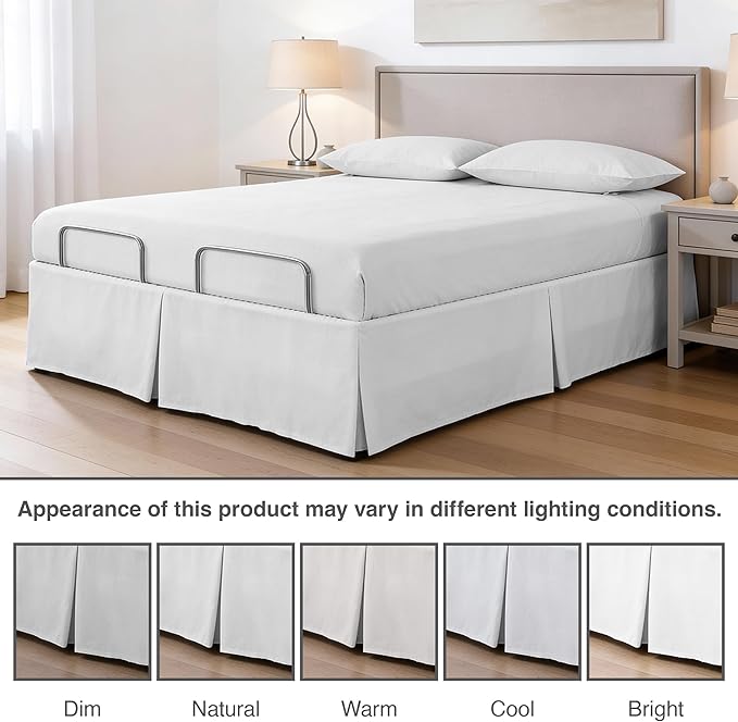 Bed Maker’s Never Lift Your Mattress Bed Skirt for Adjustable Beds, Split Corners, 15 Inch Drop Length, King, White