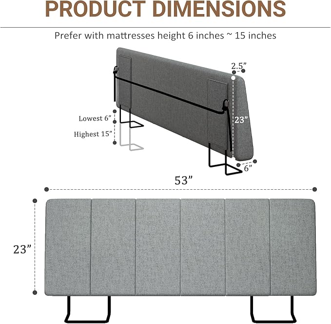 Full Size Headboard Only-No Assembly, Upholstered Headboard Full Size Linen Fabric Modern Style Headboards Extra-Thick, Dark Gray