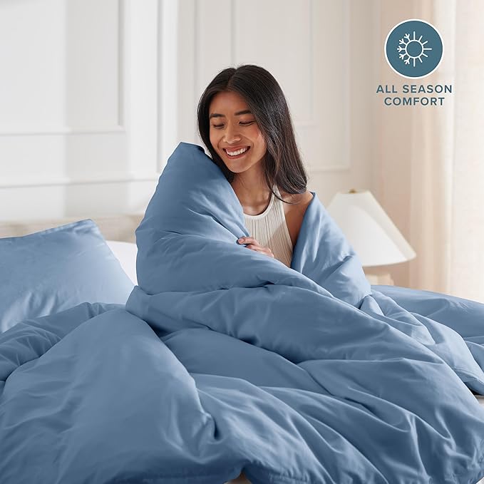Bare Home Bedding Duvet Cover Extra Long Size - Premium 1800 Super Soft - Lightweight, Cooling Duvet Cover - Soft Breathable Bedding (Twin/Twin XL, Coronet Blue)