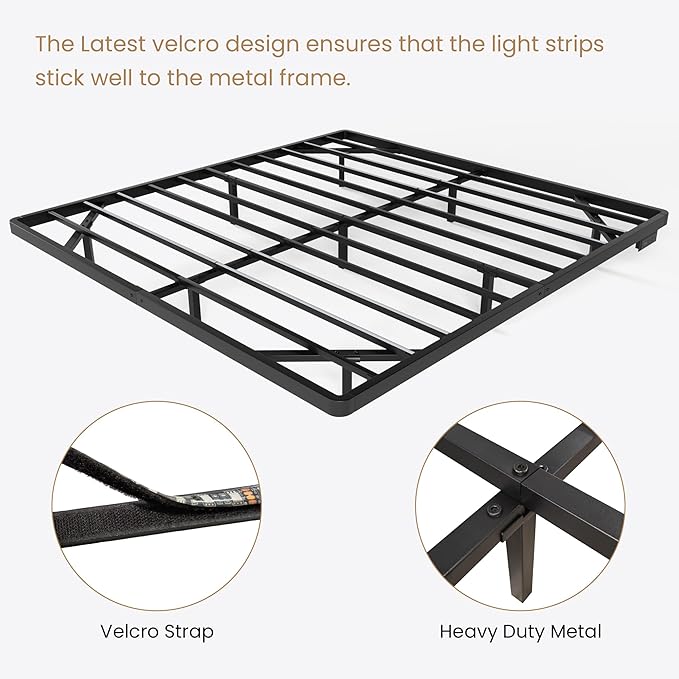 SHA CERLIN Floating Bed Frame King Size with Smart LED Lights and Charging Station, Heavy Duty Metal Platform Bed with Modern Design,No Box Spring Needed, Easy Assembly, Matte Black