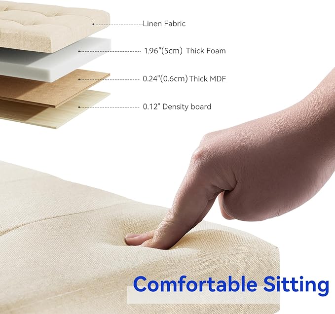 BRIAN & DANY Ottoman with Storage, Square Small Storage Ottoman Foot Rest with Legs, Ottomans Foot Stool for Dorm, Living Room, Entryway 14.8" X 14.8" X 17.8" (Beige)