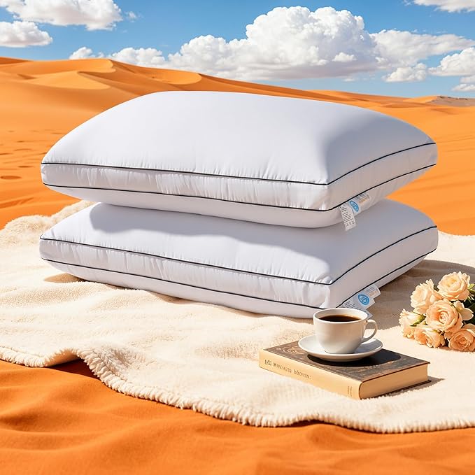 Premium Canadian Goose Down Pillow Standard Size Set of 2 Pack, 750+ Fill Power, 100% Cotton Shell, Luxury Hotel Quality Bed Feather Pillow for Side Back Stomach Sleepers(White,20" x 26")