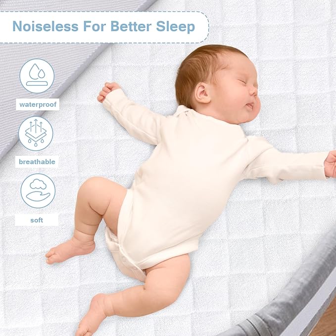 Waterproof Bassinet Mattress Protector Cover, Fits for Baby Delight Beside Me Dreamer Bassinet and Mika Micky Bedside Bassinet, 2 Pack, Skin Friendly and Breathable Bassinet Mattress Pad