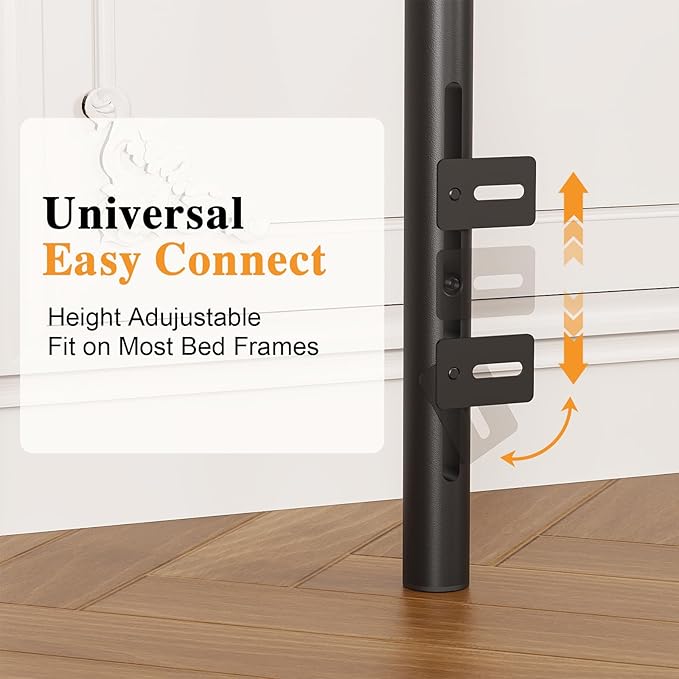 Merronix Vintage Headboard for Full Size Bed Frame, Metal Headboard Only Full Size Freestanding Headboard with Universal Adapters, Height Adjustable, Easy Assembly, Black