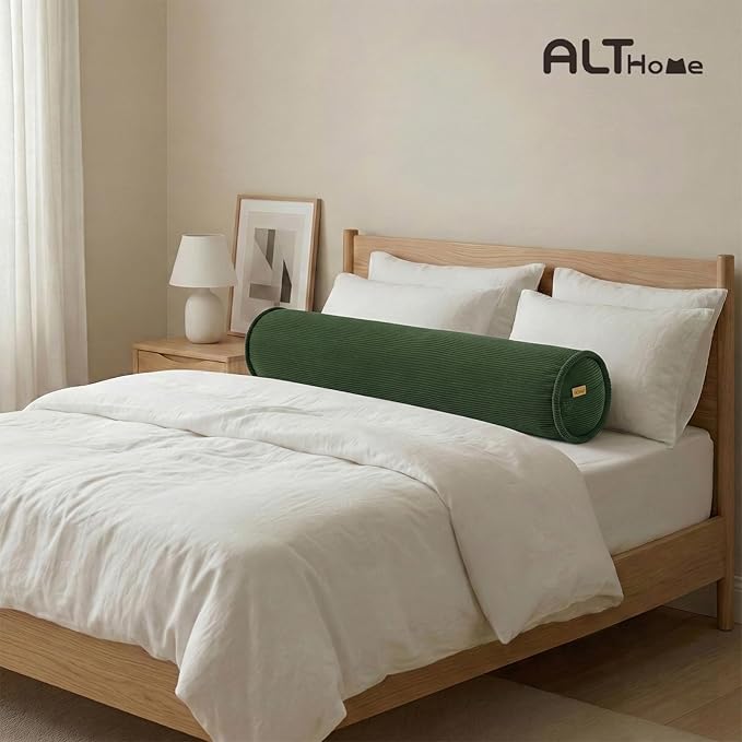 Cuddle Pillow – Corduroy Long Body Pillow for Adults, Cozy Bolster Pillow for Bed, Soft & Supportive for Relaxing Sleep,47 x 7.87 Inches,Avocado Green