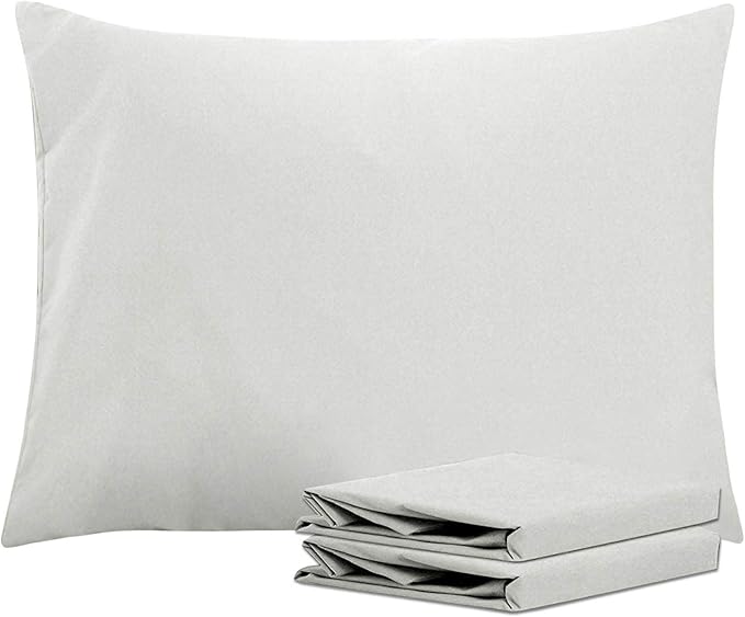 NTBAY Standard Pillowcase Set - 2 Pack Brushed Microfiber 20x26 Pillowcases - Soft, Wrinkle-Free, Fade-Resistant, Stain-Resistant, Light Grey Pillowcases with Envelope Closure - 20x26 Inches