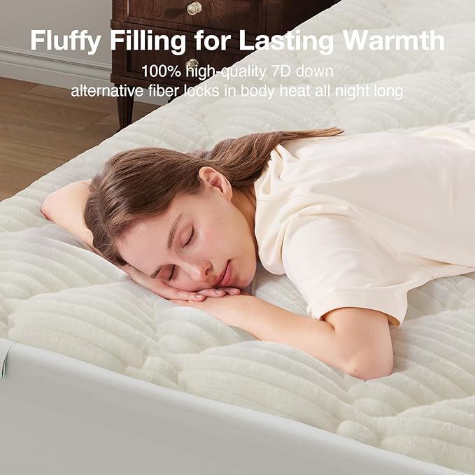 Novilla Fleece Mattress Topper Twin, Warm Sherpa Mattress Pad, Cloud-Like Soft Bed Cover for Winter, Deep Pocket fits up to 21", Machine Washable