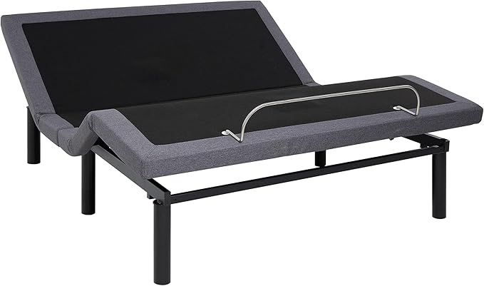 Naomi Home Idealbase Queen Adjustable Bed Base with Massage, USB Ports, Under-Bed Light, Wireless Remote, 800 Lb Capacity, Gray Metal Frame, Easy Assembly for Enhanced Comfort and Relaxation