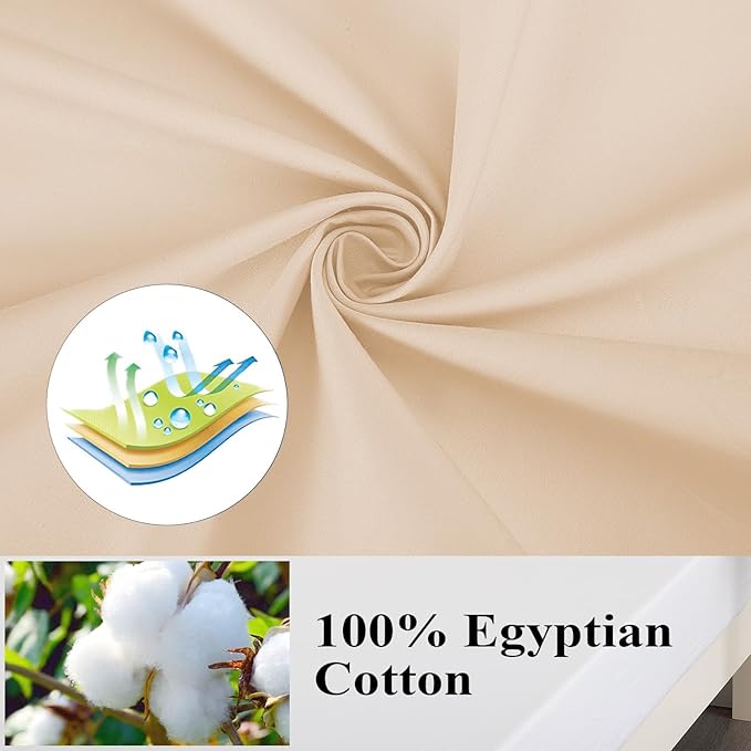 100% Egyptian Cotton Toddler Pillowcases Set of 4, 400 Thread Count Sateen Weave Small Pillow Protectors, Super Soft Breathable Zippered Pillow Covers 13x18 Inches (Beige, Toddler)