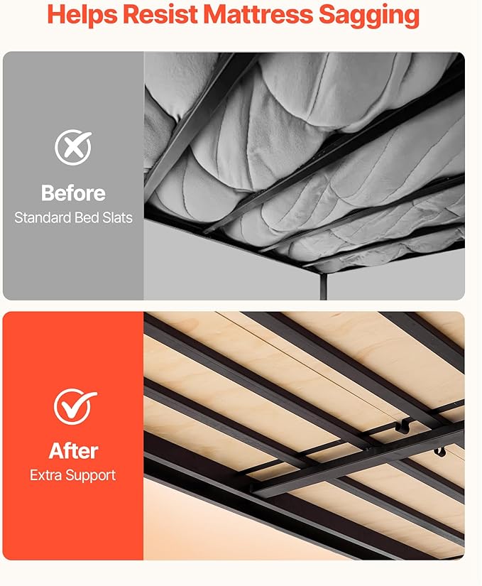 VEVOR Bunkie Board, King Size 76.8 x 70.1 in, Foldable Bed Board Under Mattress with Nylon Webbing, Plywood, Rounded Edges, Anti-Sag Design for Metal Frames, Sleeper Sofas, Platform and Bunk Beds