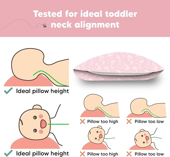 Toddler Pillow with Pillowcase - 13x18 My Little Dreamy Kids Travel Bed Pillows for Sleeping, Organic Cotton Small Pillowcase, Soft & Breathable, Machine Washable, Toddlers 2-5 years old (Mermaid)