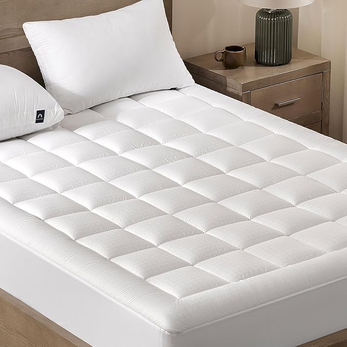 ACCURATEX Mattress Pad Full Size - 2 Inches Double Layer Comfort Pillow Top Mattress Cover, Quilted Fitted Mattress Protector Cotton Top, Stretches up 8-21" Deep Pocket Mattress Topper,54x75