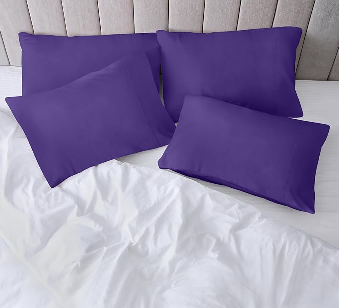 Utopia Bedding King Pillowcases - 4 Pack - Envelope Closure - Soft Brushed Microfiber Fabric - Shrinkage and Fade Resistant Pillow Covers King Size 20 X 40 Inches (King, Egg Plant)
