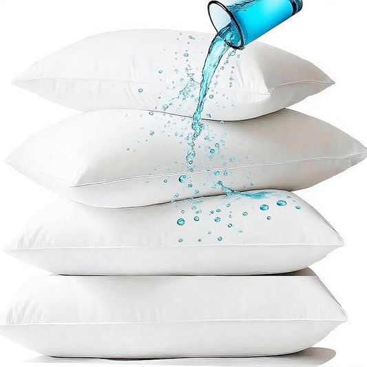 Waterproof Pillow Protectors Standard 20x28 Inches 6 Pack with Zipper Fully Sealed Dust Moisture Sweat Proof Pillow Case Cover Protector Soft White (6, Queen 20x28)