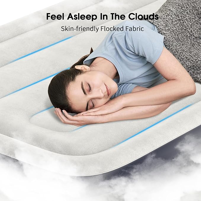 VOSSER Twin XL Air Mattress with Built in Pump Raised,80" Long,Upgraded 18''Inflatable Mattress,Self Inflatable Blow Up Mattress in 2 Mins,Twin Size Air Mattress with Carry Bag for Home,Camping