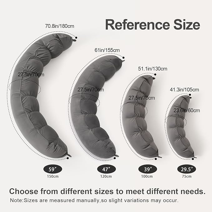 Peallow(Pat. Pend) – Long Round Body Pillow for Adults, Bolster Pillow for Sleeping, Soft and Supportive Pillow for Sleeping & Lumbar Support (Urban Grey, 39")