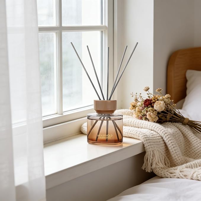 Reed Diffuser Set - 3.38 fl oz (100ml) Black ice Oil Diffusers | 5 Premium Reed Sticks | Home Fragrance Oil for Bathroom, Bedroom & Living Room | Aromatherapy Diffuser | Shelf Decor