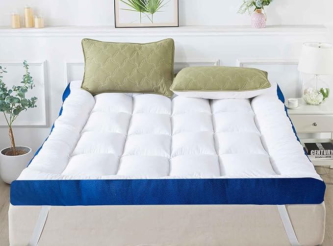 WhatsBedding 5 Inch Full Size Mattress Topper for Back Pain Relief, Filled with Breathable & Soft Memory Foam Pillow Top,4 Elastic Straps