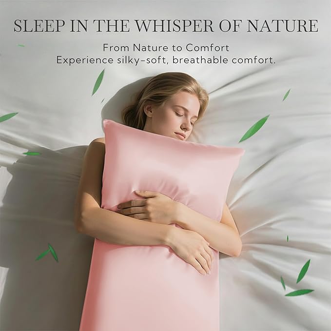 MR&HM Pillow Cases Queen Size Set of 2, Cooling Pillow Case for Hot Sleepers 20"x30", Breathable & Moisture Wicking, Soft Envelope Pillowcases, Rayon Derived from Bamboo & Polyester Blend (Pink)