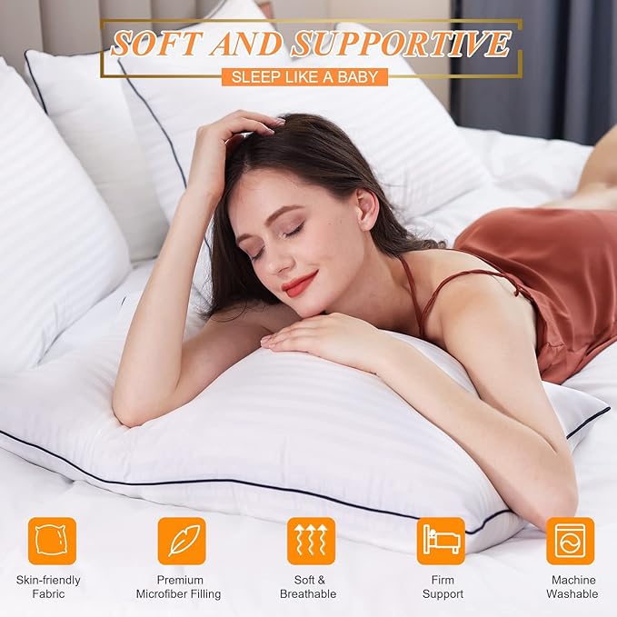 SEMZSOM Bed Pillows for Sleeping, King Size Pillows Set of 2 Cooling Luxury Hotel Quality Pillow with Premium Soft Down Alternative Filling for Back, Stomach or Side Sleepers