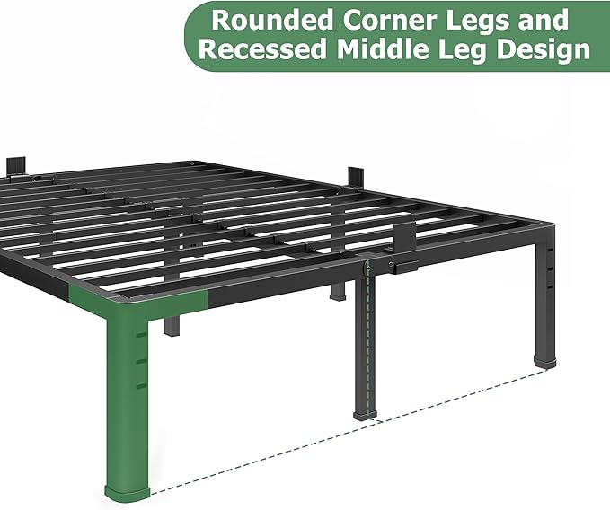 NKZ 18 Inch Metal Platform Bed Frame, King Size Bed Frame with Round Corner Legs, 3,500 lbs Heavy Duty Steel Slats Support, No Box Spring Needed, Easy Assembly, Noise Free
