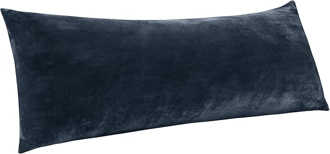 BEDELITE Body Pillow Cover with Zipper Closure, Super Soft and Cozy Fuzzy Fleece Pillowcase 20 x 54 Inches, Luxury Fluffy Plush Long Body Pillow Pillowcase for All Seasons(Navy)