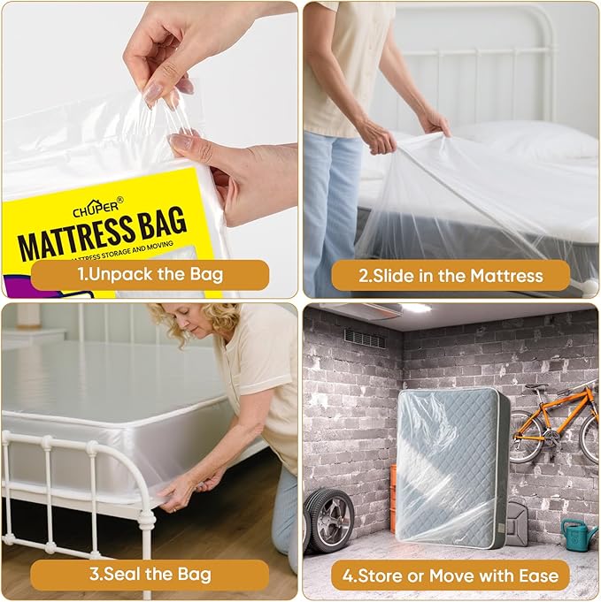Twin Mattress Bags for Moving and Disposal – Plastic Mattress Protector for Storage,WaterProof Mattress Cover,TearResistant Mattress Wrap,Home Storage,moving supplies
