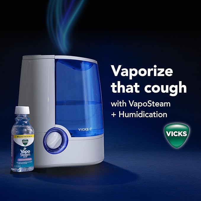 Vicks Warm Mist Humidifier Filter‑Free 1 Gal Tank,Auto Shut‑Off,Night Light,VapoPad and VapoSteam Compatible,(Pack of 2)