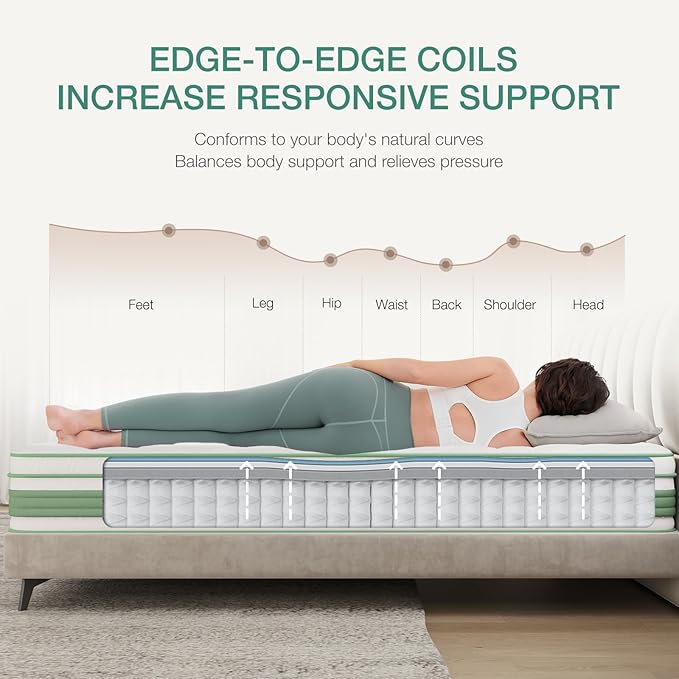Novilla Queen Mattress, 12 Inch Queen Size Hybrid Mattress in a Box, Gel Memory Foam & Individual Pocket Springs, Motion Isolation, Cool Sleep & Pressure Relief, Medium Firm, CertiPUR-US