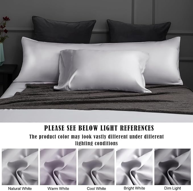 TELUS Pillow Cases King Size 2 Pack, Bamboo Rayon & Lyocell Pillowcase with Envelope Closure, Cooling Breathable Pillow Cover for Hot Sleeper & Night Sweats, 20x40 inch, Light Grey