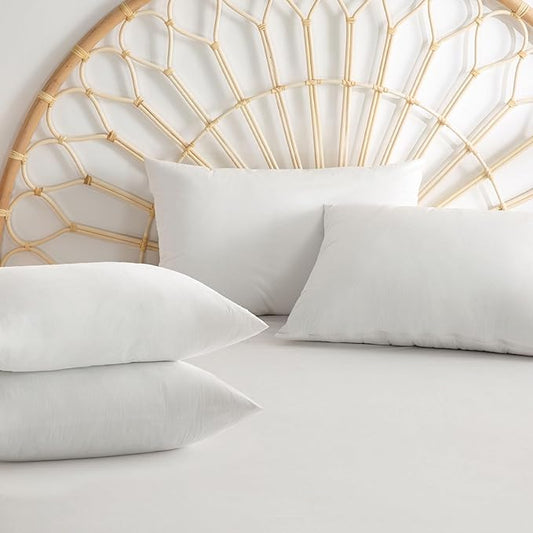 Gogreen Bamboo Rayon Waterproof Pillow Protector, Breathable Pillow Cover, Cooling Pillow Case Protector with Zipper, Super Soft Pillow Case Cover with Zipper (4 Packs, Queen 20"x30", White)
