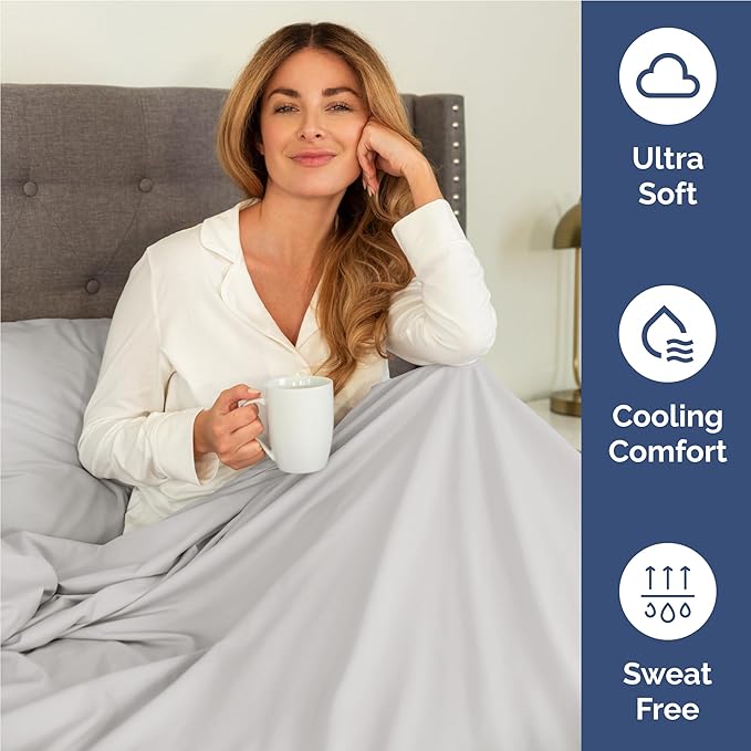 Full Size 4 Piece Sheet Set - Comfy Breathable & Cooling Sheets - Hotel Luxury Bed Sheets for Women & Men - Deep Pockets, Easy-Fit, Soft and Wrinkle Free Sheets - French Grey Oeko-Tex Bed Sheet Set