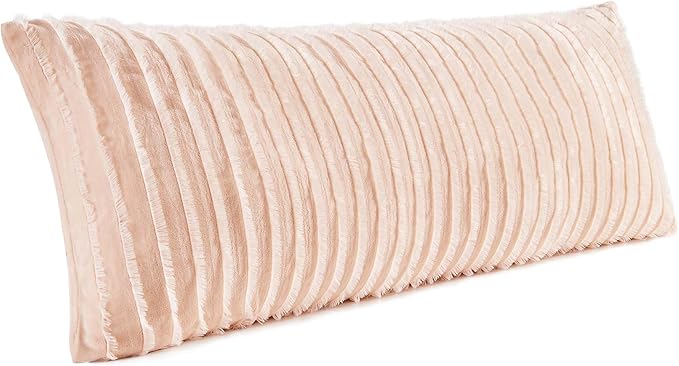 BEDELITE Body Pillow Cover with Zipper Closure, Decorative Boho Fleece Pillowcase 20 x 54 Inches, Luxury Fluffy Plush Long Body Pillow Pillowcase for All Seasons(Coral-Boho)