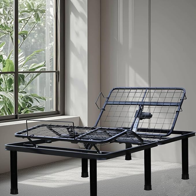 Adjustable Bed Frame Full Metal Frame Bears 705 lbs Head and Legs Can Lift Independently, Zero Gravity Prevents Snoring and Acid Reflux Black Quick Installation Twin XL (Twin XL)