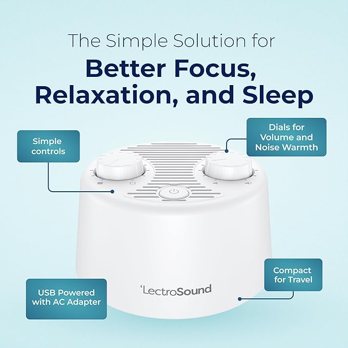 Adaptive Sound Technologies LectroSound - Noise Machine for Optimal Sleep Environment - Non-Looping Nature Sounds - Precision Volume Settings - Speech Privacy - Travel-Ready