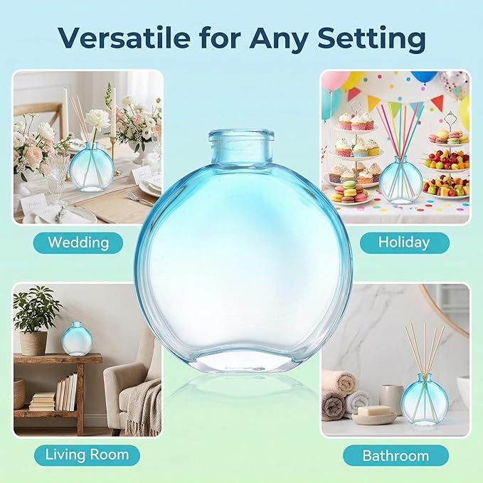 1Pcs 150ml/5oz Gradient Color Empty Glass Diffuser Bottle Aromatherapy Jar Container Fragrance Accessories for DIY Replacement Diffuser (Blue)