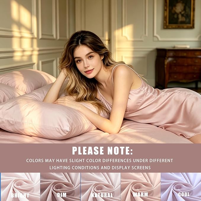 TELUS Cooling Pillowcases Queen Size 2-Pack, Silky Soft Breathable Pillow Case with Envelope Close, Stay Cool Pillow Cover for Hot Sleepers and Night Sweats, 20x30 Inch, Pink