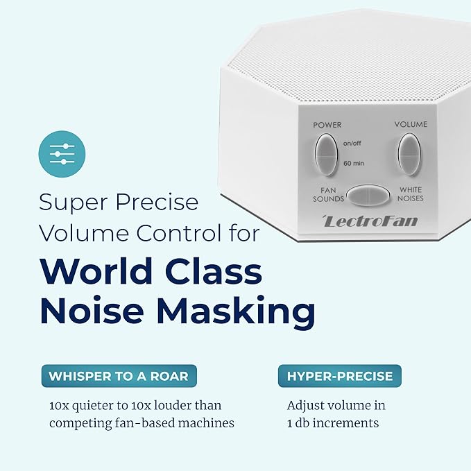 Adaptive Sound Technologies LectroFan Classic - Global Power Edition - Soothing Sound Machine for Sleep - Built-in Sleep Timer - Compact Design - Relaxation Support - White