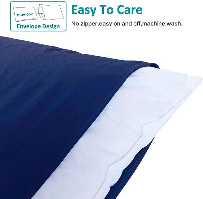 NTBAY King Pillowcase Set - 2 Pack Brushed Microfiber 20x40 Pillowcases - Soft, Wrinkle-Free, Fade-Resistant, Stain-Resistant, Navy Blue Pillowcases with Envelope Closure - 20x40 Inches, Navy Blue