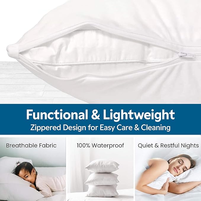 Guardmax Jersey Knitted Pillow Protector with Zipper Standard Size - 8 Pack -100% Waterproof, Bed Bug Proof, Dust Mite Proof, & Hypoallergenic Pillow Covers - Premium Zippered Pillow Cases. (20 X 26)