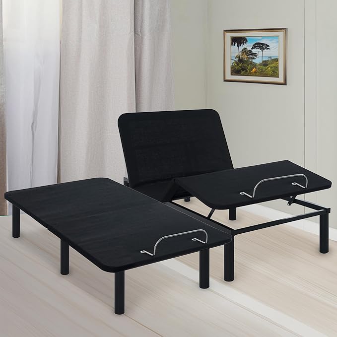 Naomi Home Serenity Split King Adjustable Bed Base, Zero Gravity, Wireless Remote, USB Ports, 800 Lb Capacity, Black Metal Frame, Easy Setup for Couples’ Comfort and Relaxation