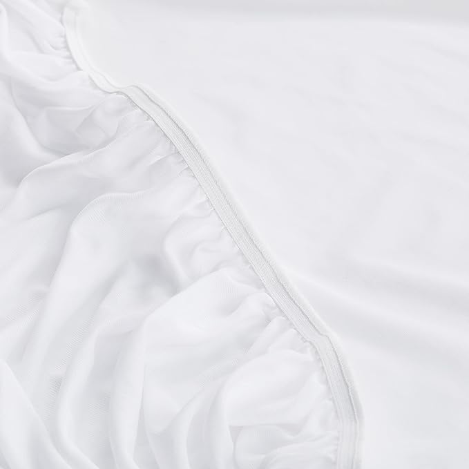 Serta Power Chill Twin Size Waterproof Mattress Cover, Soft and Breathable Cooling Mattress Protector, 15" Elastic Deep Pocket for Secure Fit, White