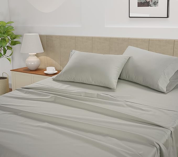 LANE LINEN 100% Cotton Bed Sheets Full Size - 450 Thread Count Silky Sateen Weave - Extra Soft, Cozy & Breathable Year Round Comfort - Fits Matresses Upto 15'' Deep - Oeko TEX Certified - Moonstruck