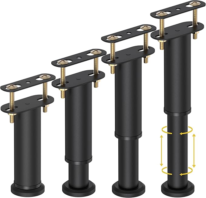 Wlrrcwdttc 4 Pcs Adjustable Height Bed Support Legs 7.08-13 inch, Bed Frame Center Support Legs for Bed Frame/Bed Center Slat/Furniture, Heavy Duty Metal Bed Replacement Legs Bed Slats Support Legs
