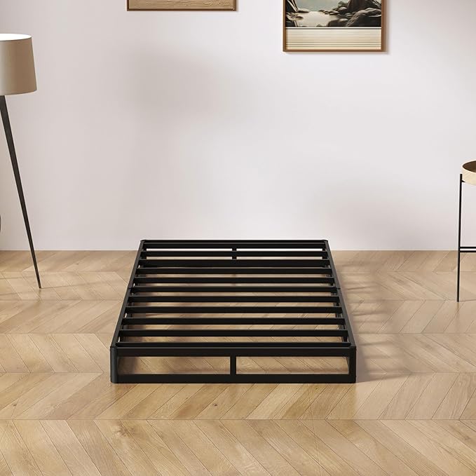 SHOANED Twin XL Metal Box Springs - 5 Inch Low Profile Heavy Duty Black Basics Bed Base Non Slip Box Spring Mattress Foundation, Easy Assembly, No Noise