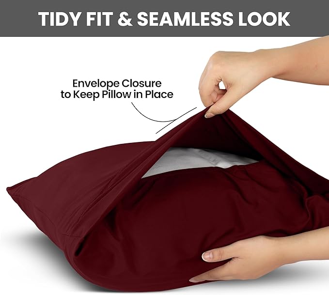 Utopia Bedding Queen Pillow Cases - 2 Pack - Envelope Closure - Soft Brushed Microfiber Fabric - Shrinkage and Fade Resistant Pillow Covers Queen Size 20 X 30 Inches (Queen, Burgundy)
