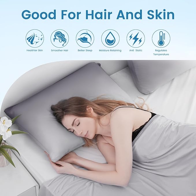 LUXEAR Cooling Pillow Cases, 2 Pack Arc-Chill Q-max>0.5 Gradient Cool Pillowcases for Hair Skin Hot Sleepers, Silky Skin-Friendly, Machine Washable Hidden Zipper Cooing Pillow Covers - Gradient Gray
