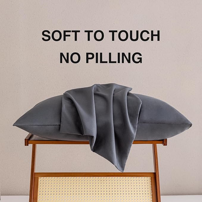 MINIPANDA Dark Gray Pillow Cases Standard Size Set of 4 - Super Soft, Smooth and Breathable Standard Pillow Cases- Envelope Design - Machine Washable Lightweight (20X26 Inches (4 Piece))
