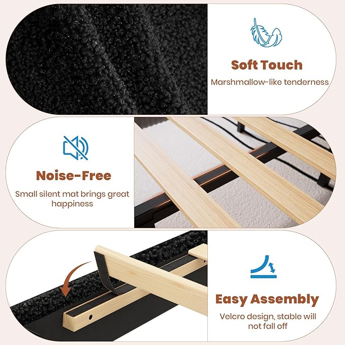 GarveeHome LED Full Size Bed Frame with 2 Drawers and Headboard, Cute Upholstered Bed with Storage, Sturdy Platform Bed, No Box Spring Needed, Wooden Slats, Noise Free, Black